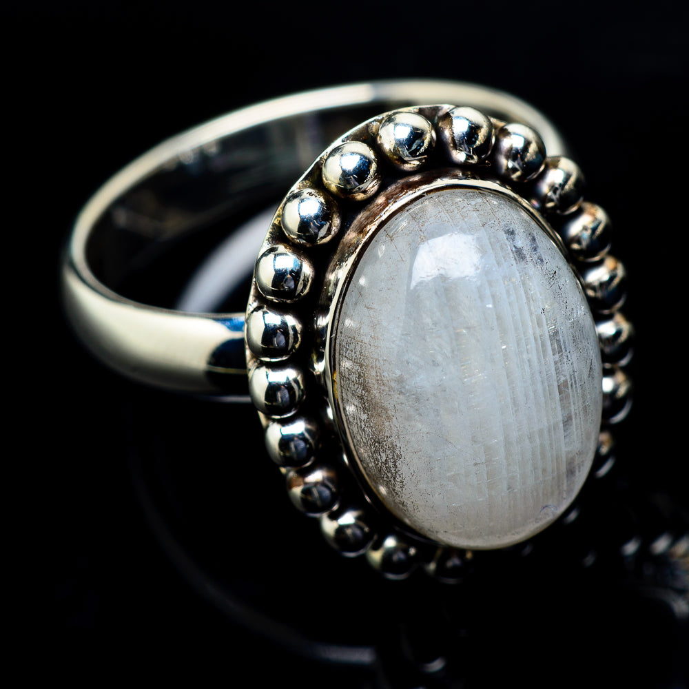 Rainbow Moonstone Rings handcrafted by Anasilvercos - RING19632