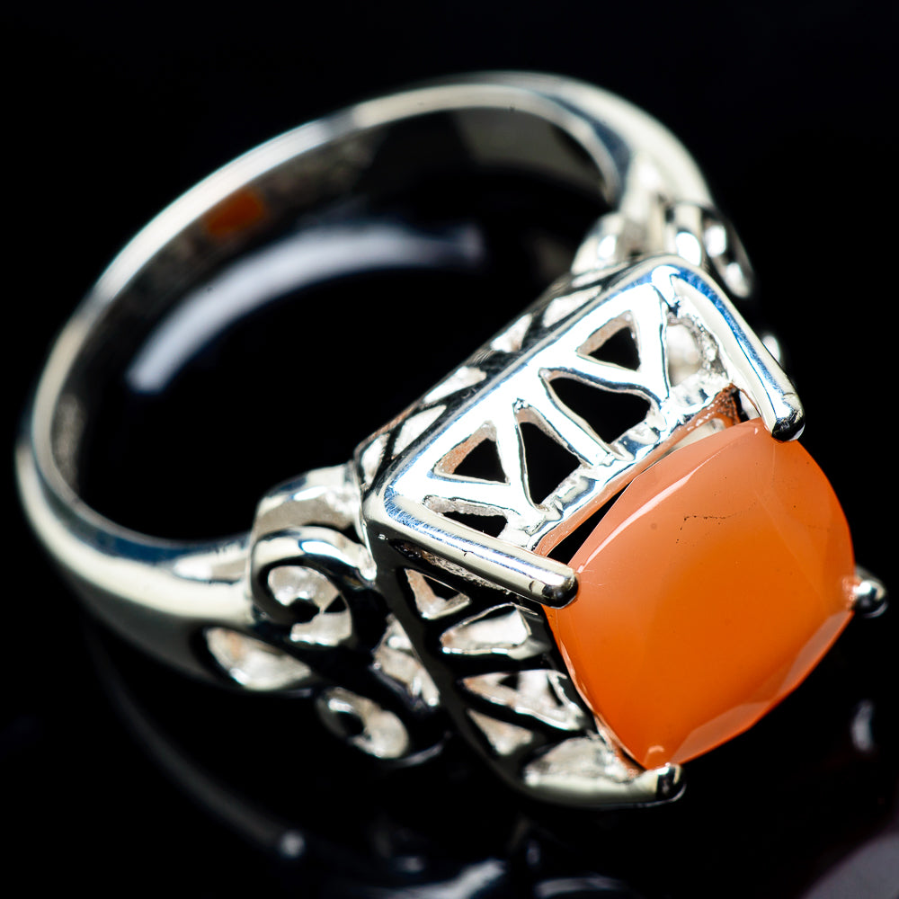 Peach Moonstone Rings handcrafted by Anasilvercos - RING19671