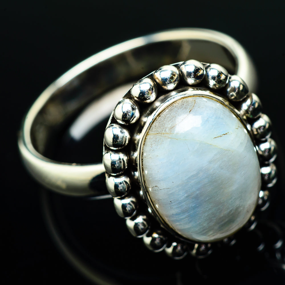 Rainbow Moonstone Rings handcrafted by Anasilvercos - RING20050
