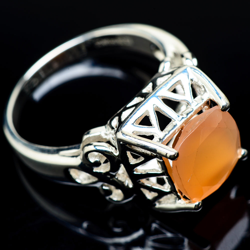Peach Moonstone Rings handcrafted by Anasilvercos - RING22394