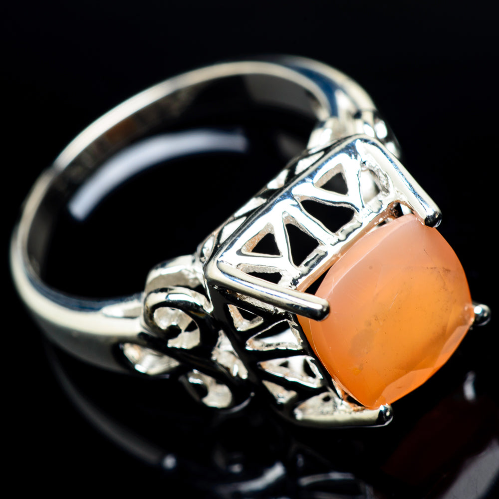 Peach Moonstone Rings handcrafted by Anasilvercos - RING23410