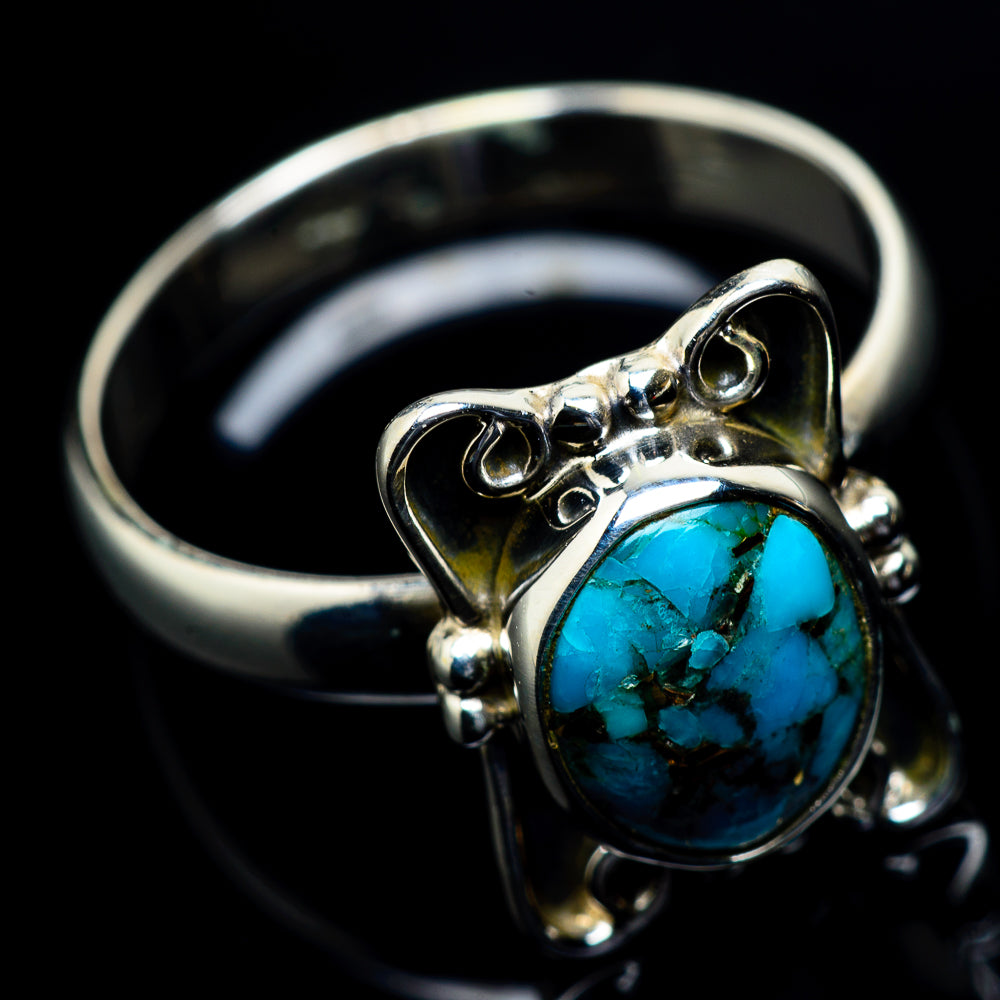 Blue Copper Composite Turquoise Rings handcrafted by Anasilvercos - RING23515