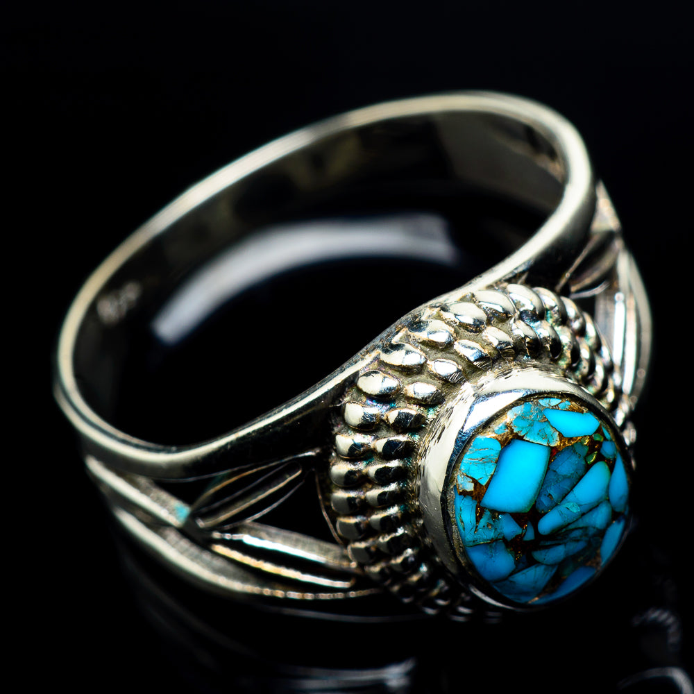 Blue Copper Composite Turquoise Rings handcrafted by Anasilvercos - RING23652