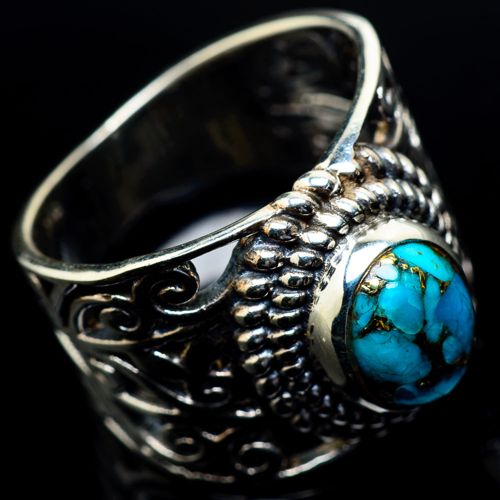 Blue Copper Composite Turquoise Rings handcrafted by Anasilvercos - RING23684
