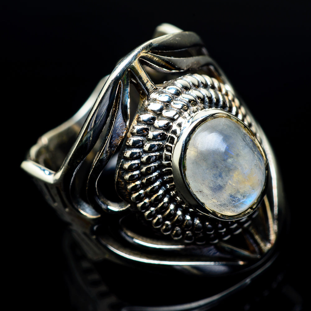 Rainbow Moonstone Rings handcrafted by Anasilvercos - RING23717