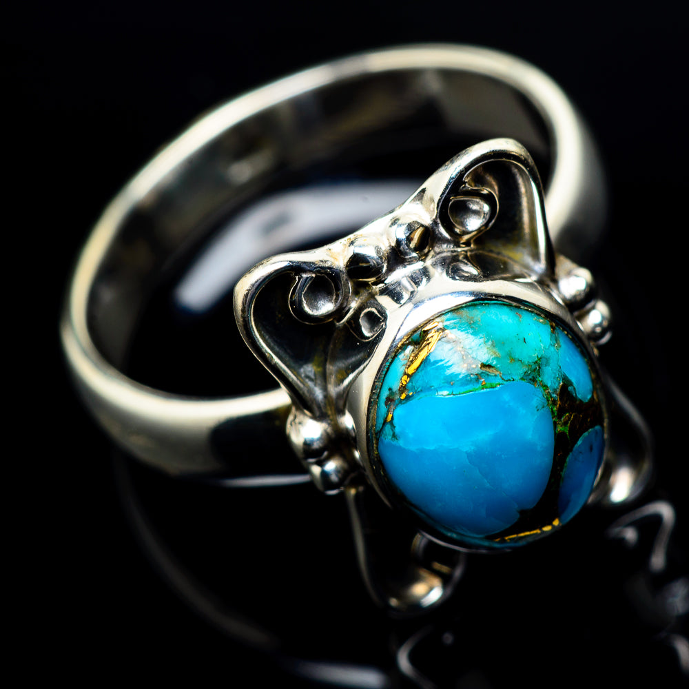 Blue Copper Composite Turquoise Rings handcrafted by Anasilvercos - RING23799
