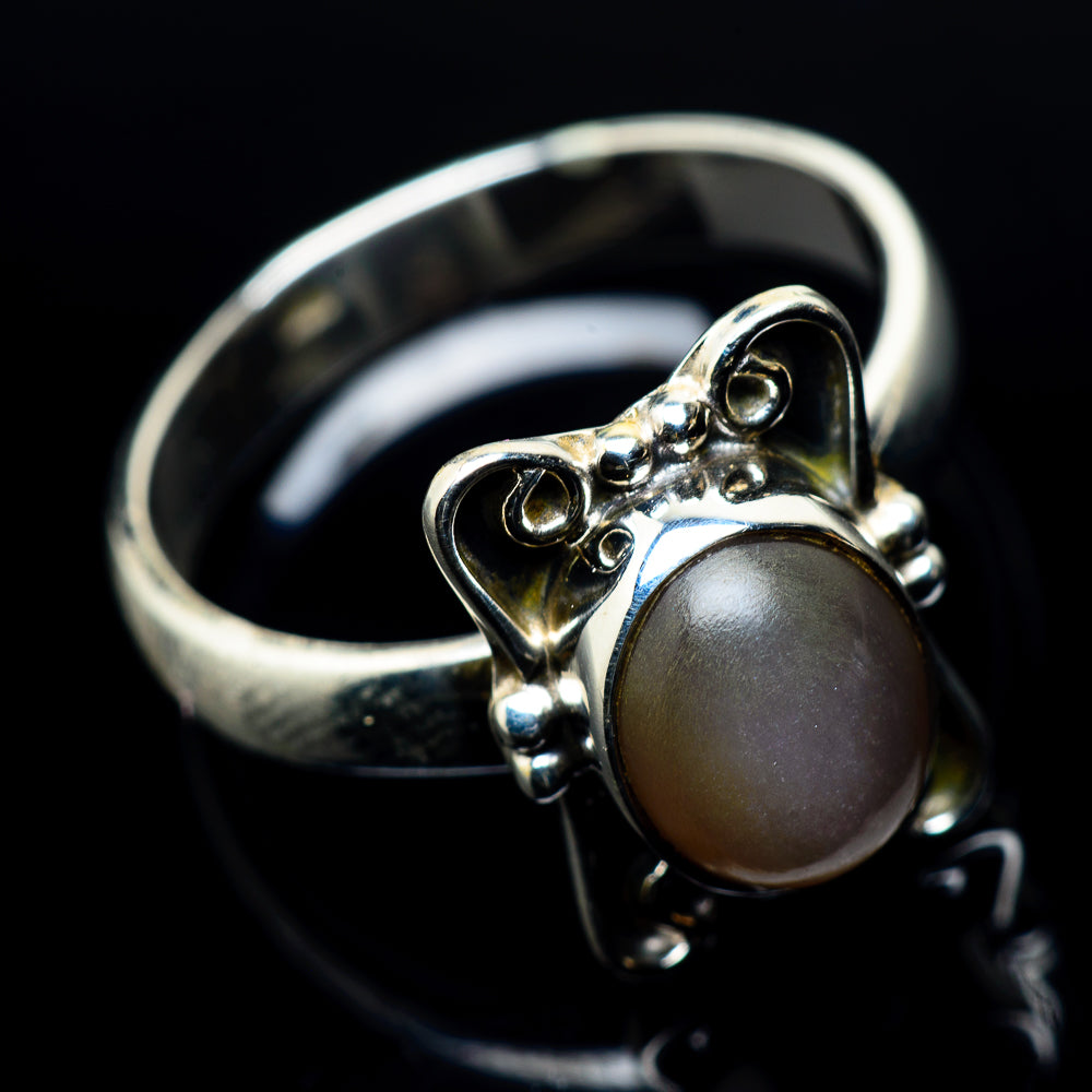 Peach Moonstone Rings handcrafted by Anasilvercos - RING24154
