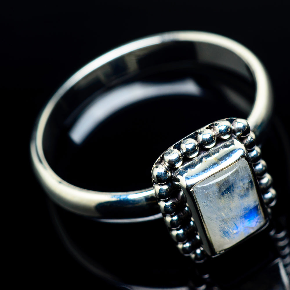 Rainbow Moonstone Rings handcrafted by Anasilvercos - RING24178