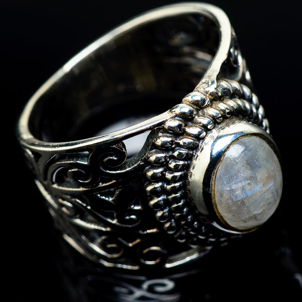 Rainbow Moonstone Rings handcrafted by Anasilvercos - RING24422