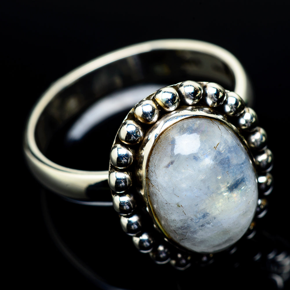 Rainbow Moonstone Rings handcrafted by Anasilvercos - RING24501