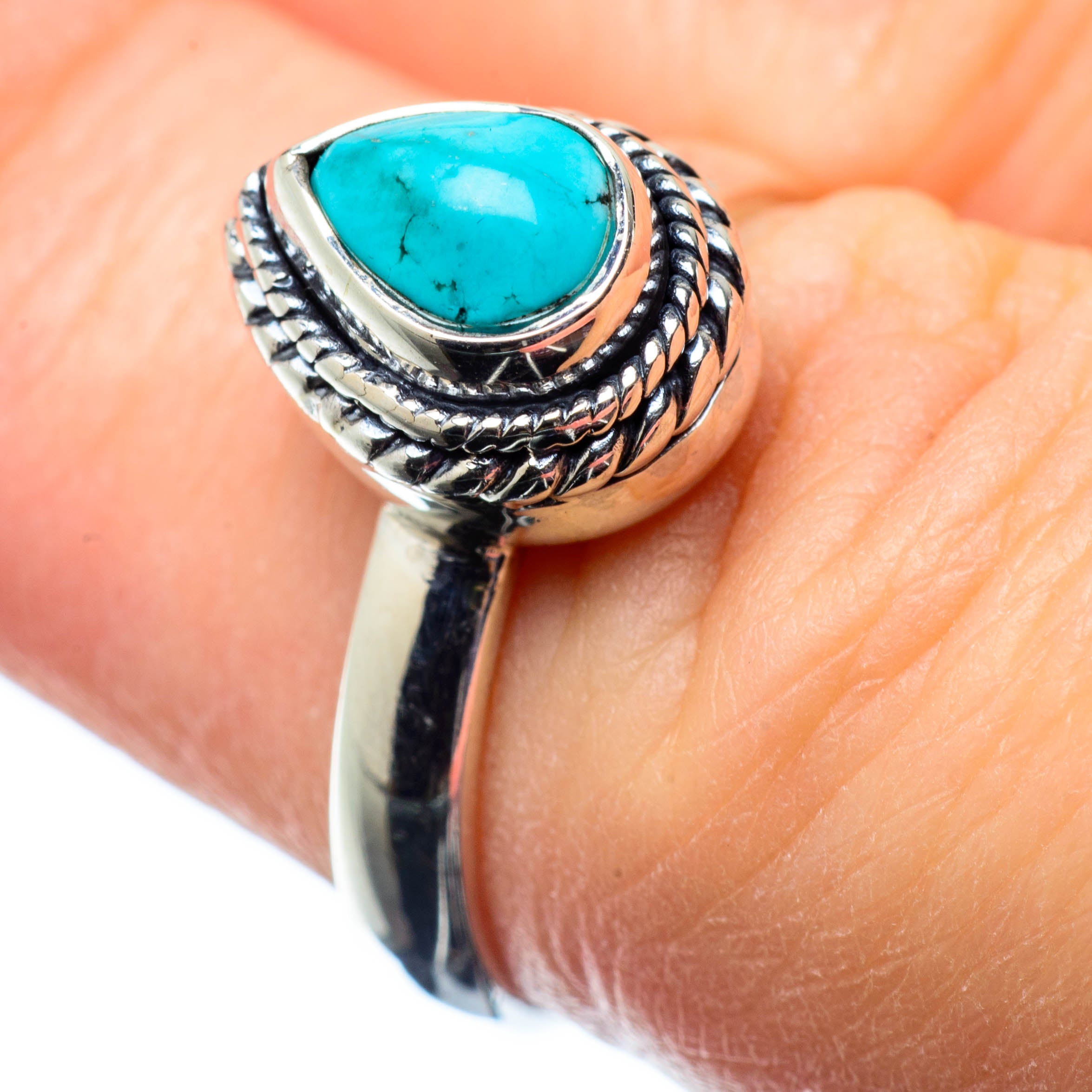 Tibetan Turquoise Rings handcrafted by Anasilvercos - RING25090