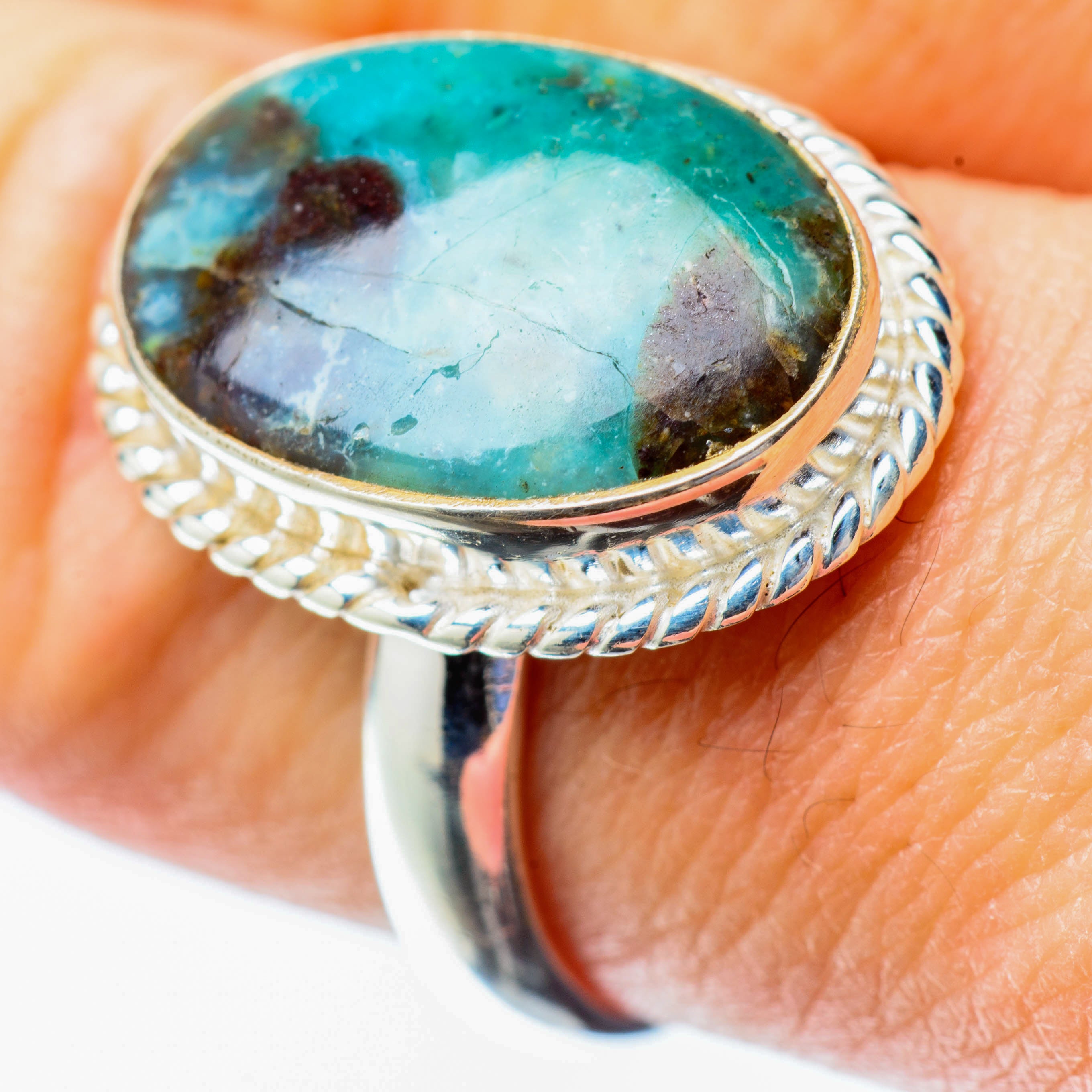 Peruvian Opal Rings handcrafted by Anasilvercos - RING25487