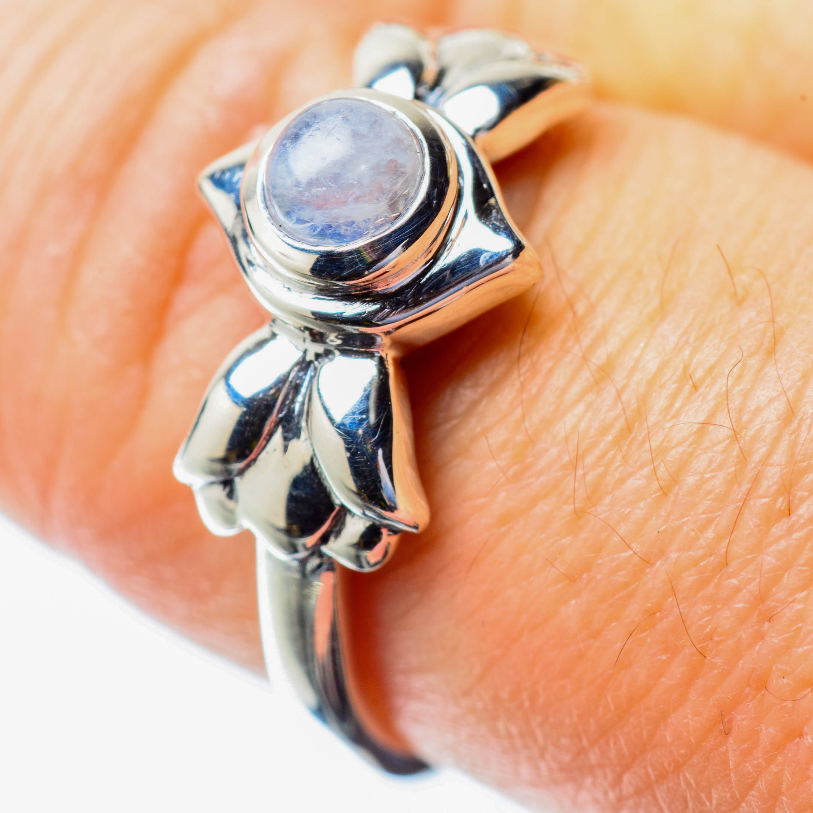 Rainbow Moonstone Rings handcrafted by Anasilvercos - RING25797