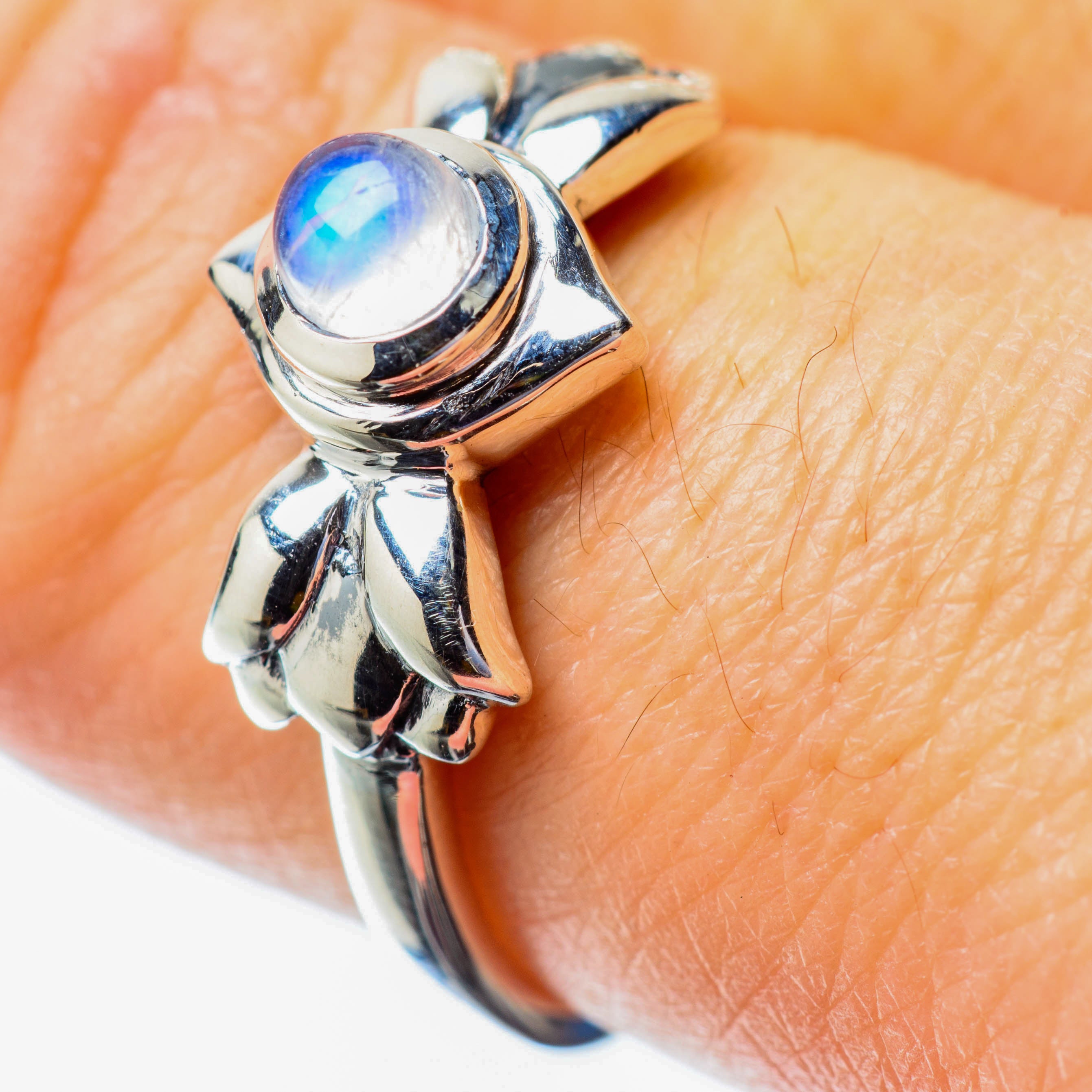 Rainbow Moonstone Rings handcrafted by Anasilvercos - RING25838