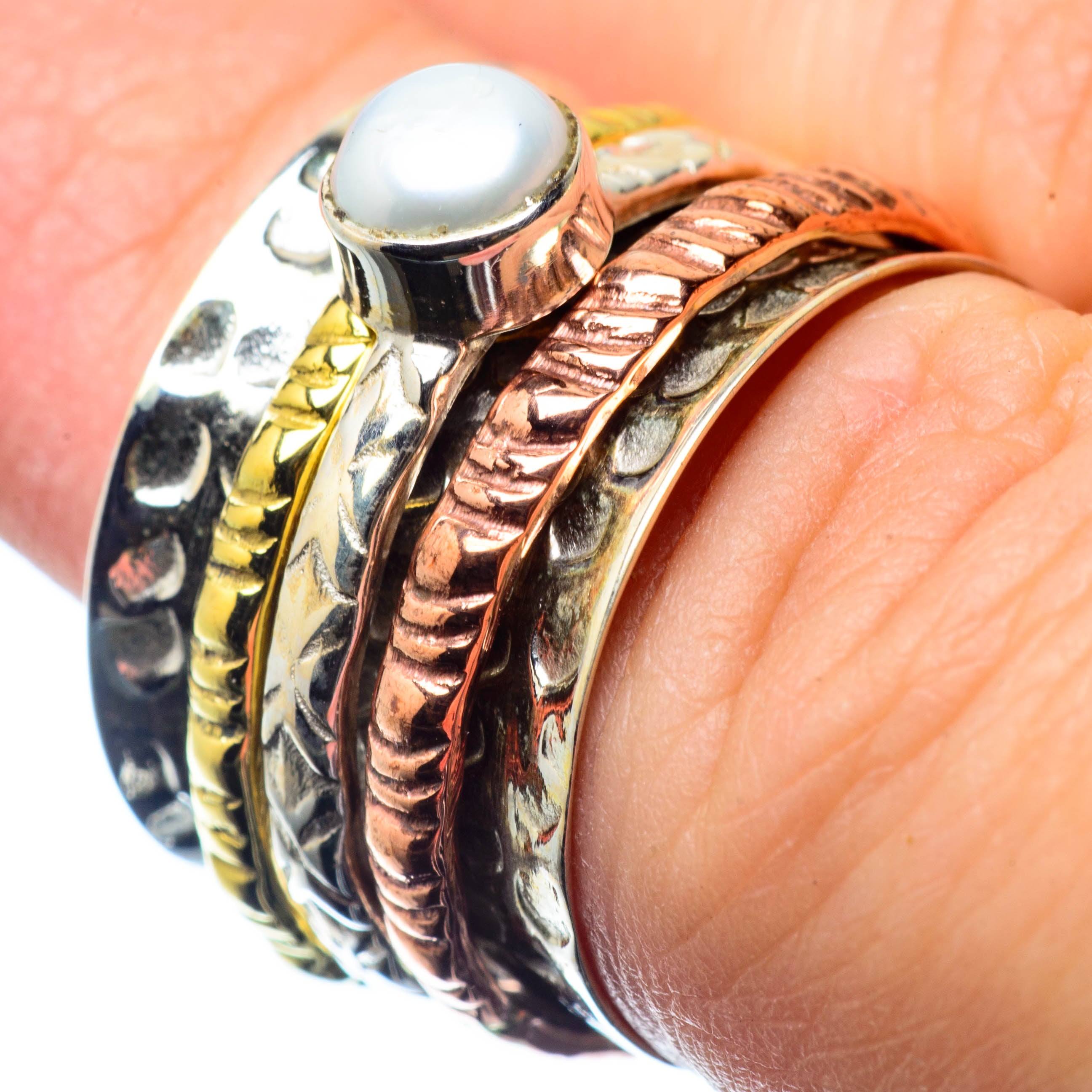 Cultured Pearl Copper Rings handcrafted by Anasilvercos - RING26144