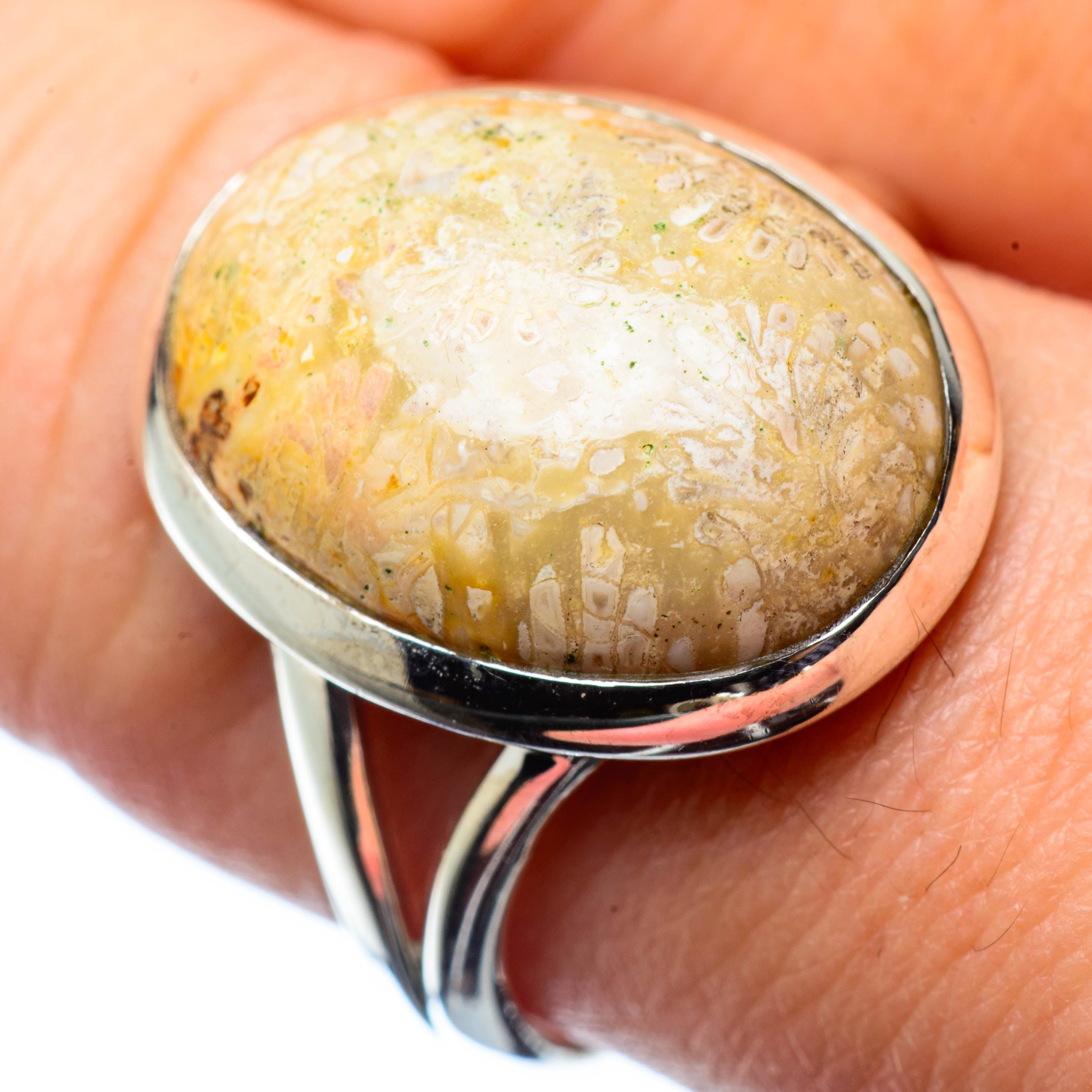 Fossil Coral Rings handcrafted by Anasilvercos - RING27562