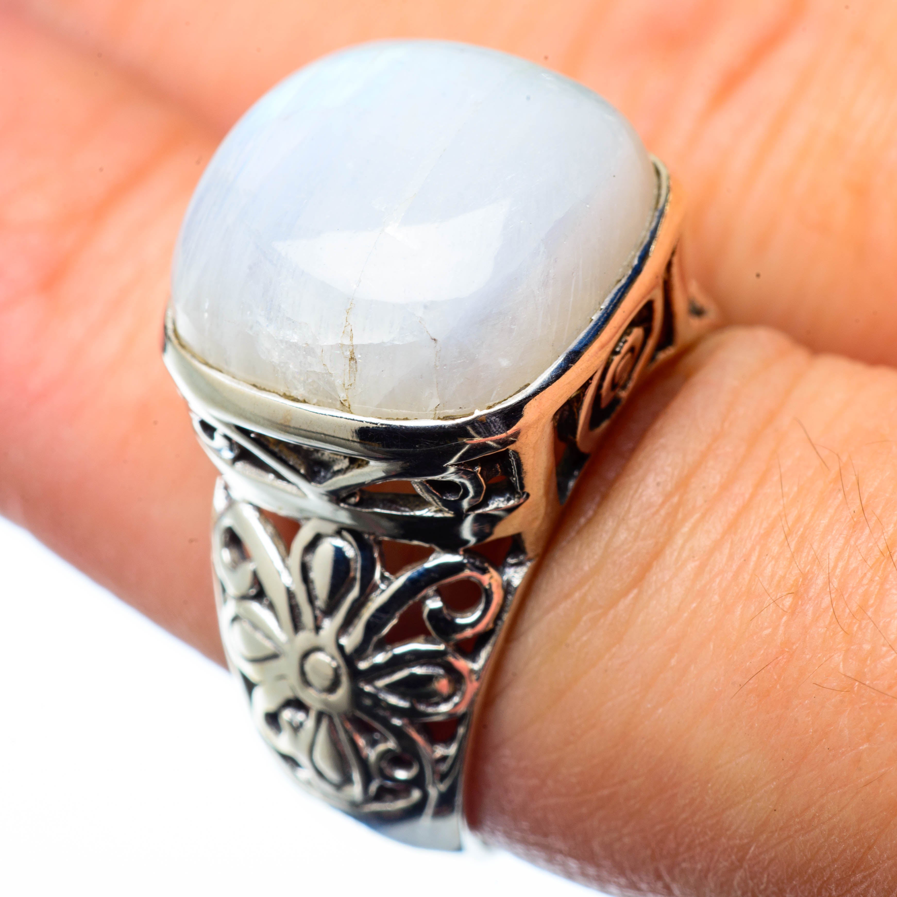 Rainbow Moonstone Rings handcrafted by Anasilvercos - RING27672