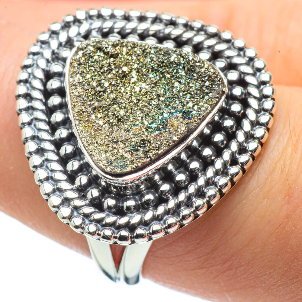 Spectro Pyrite Druzy Rings handcrafted by Anasilvercos - RING29218