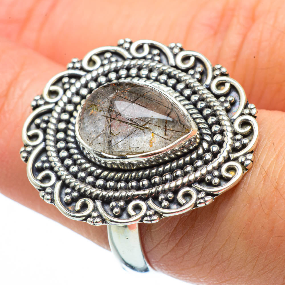 Tourmalinated Quartz Rings handcrafted by Anasilvercos - RING30151