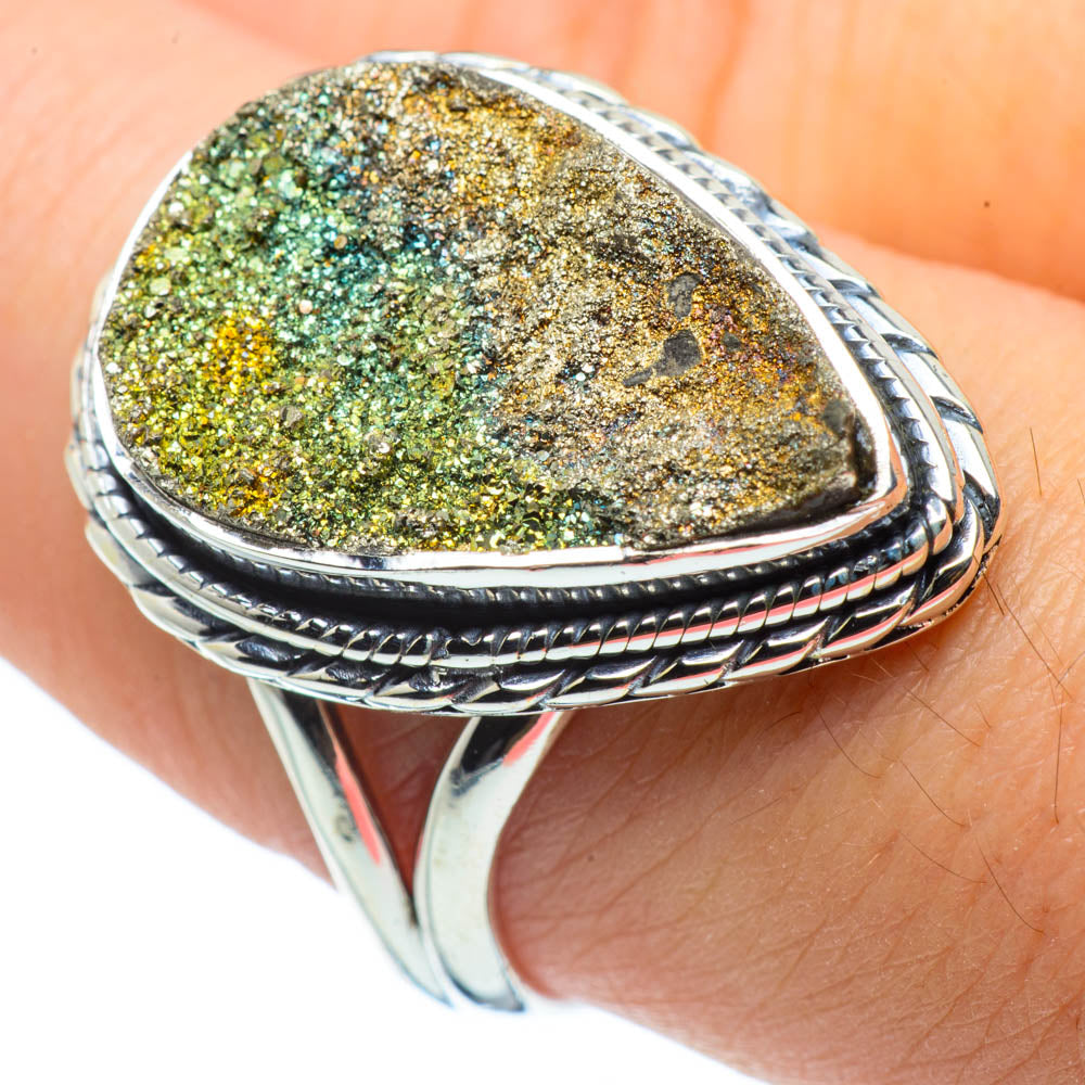 Spectro Pyrite Druzy Rings handcrafted by Anasilvercos - RING30414