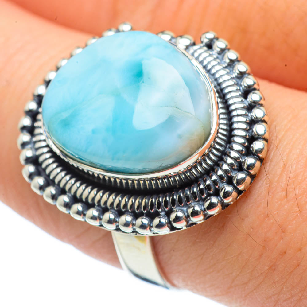 Larimar Rings handcrafted by Anasilvercos - RING30557