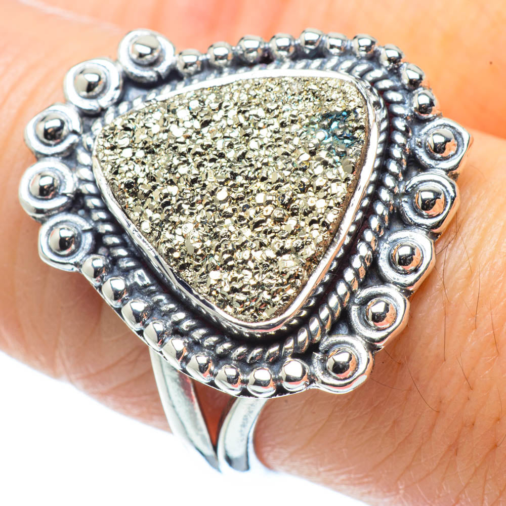 Spectro Pyrite Druzy Rings handcrafted by Anasilvercos - RING31644
