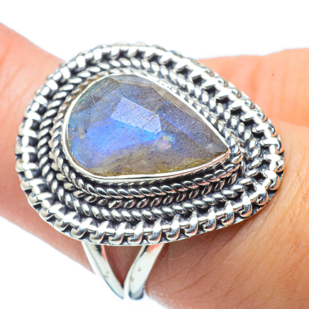 Rainbow Moonstone Rings handcrafted by Anasilvercos - RING32159
