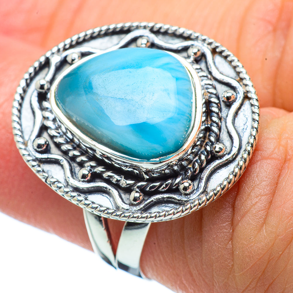 Larimar Rings handcrafted by Anasilvercos - RING32481