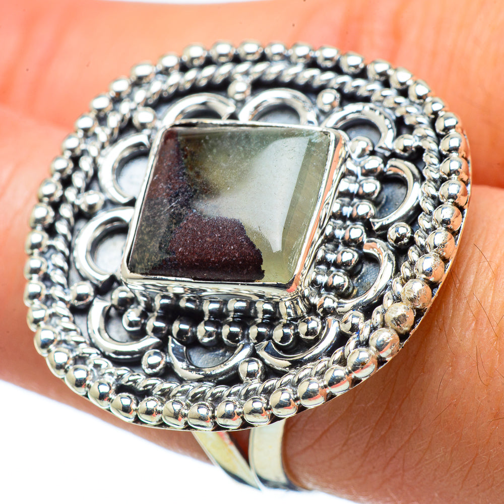 Boulder Prehnite Rings handcrafted by Anasilvercos - RING32693