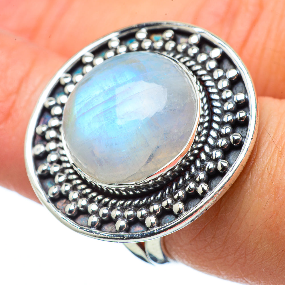Rainbow Moonstone Rings handcrafted by Anasilvercos - RING32715