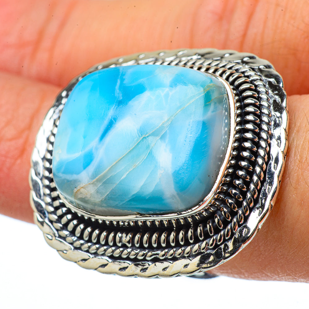 Larimar Rings handcrafted by Anasilvercos - RING33126