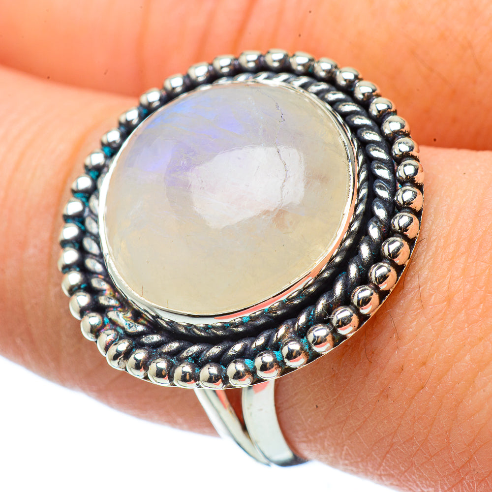 Rainbow Moonstone Rings handcrafted by Anasilvercos - RING33481