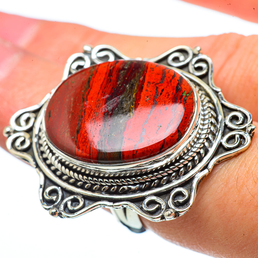 Brecciated Red Jasper Rings handcrafted by Anasilvercos - RING33533
