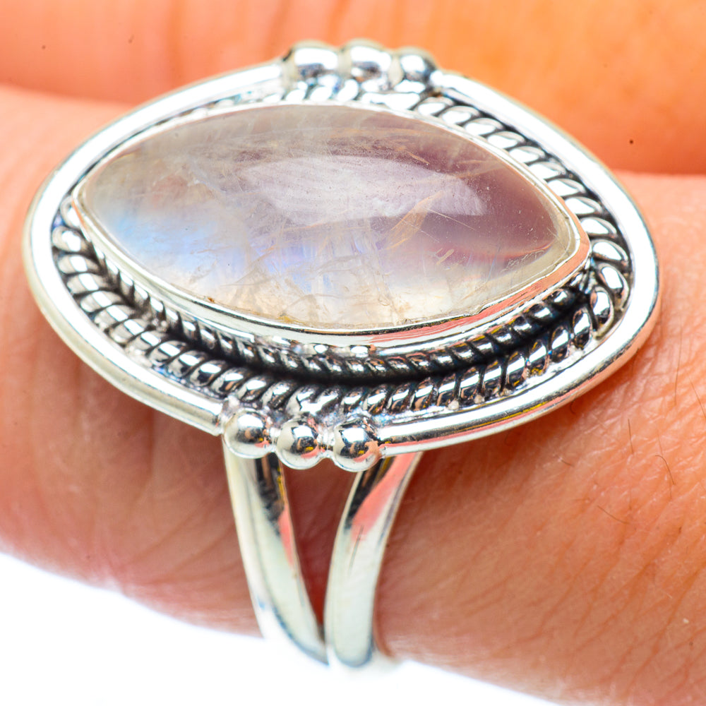 Rainbow Moonstone Rings handcrafted by Anasilvercos - RING34687