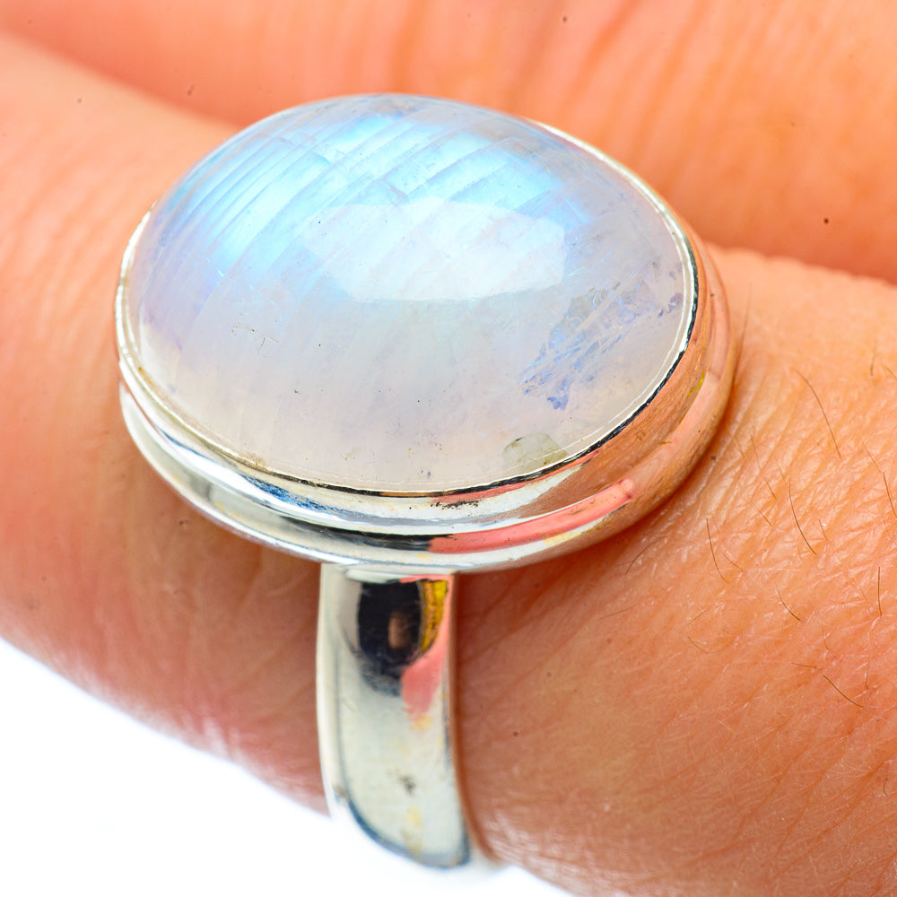 Rainbow Moonstone Rings handcrafted by Anasilvercos - RING34783