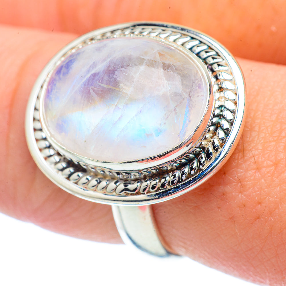 Rainbow Moonstone Rings handcrafted by Anasilvercos - RING34975