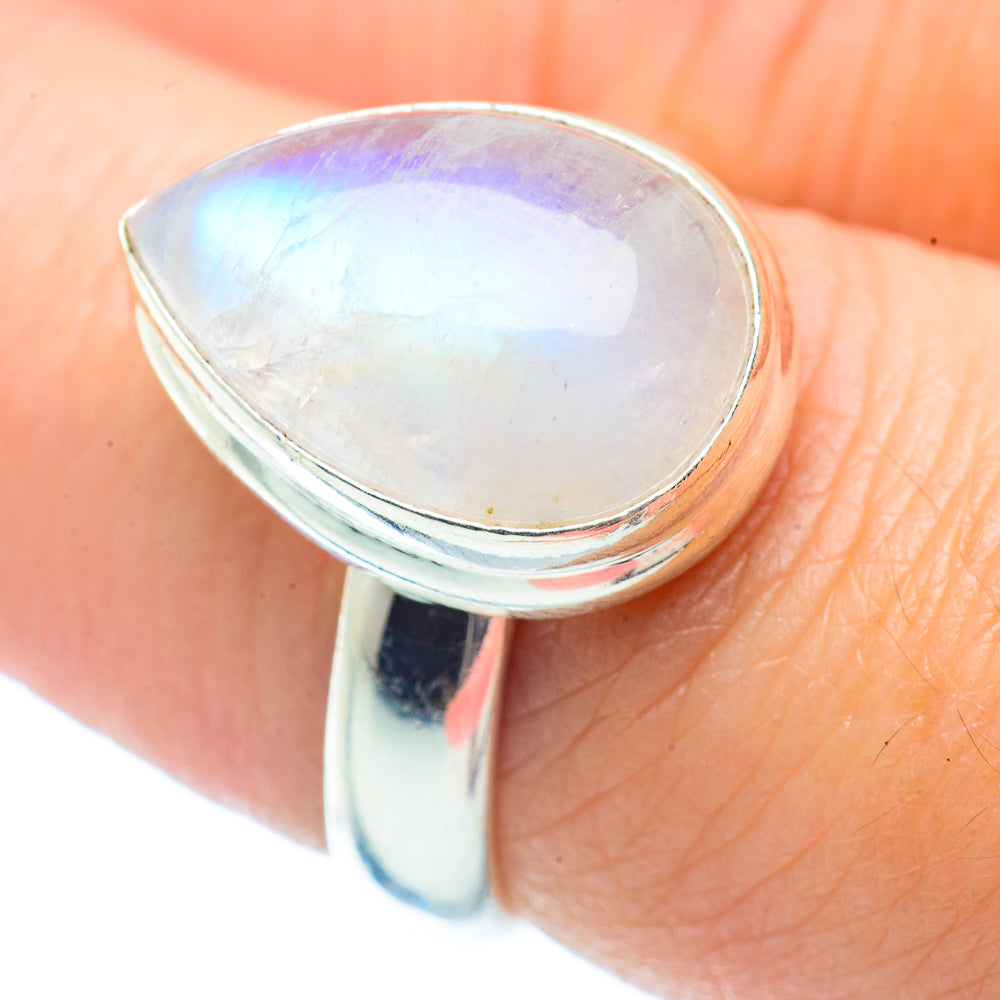 Rainbow Moonstone Rings handcrafted by Anasilvercos - RING35545