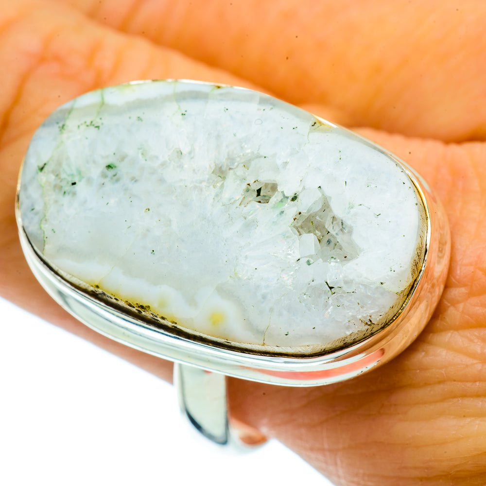 White Geode Slice Rings handcrafted by Anasilvercos - RING36856