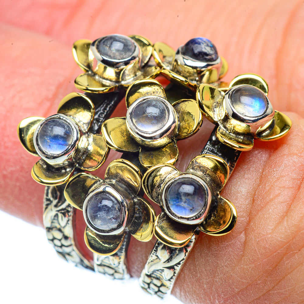 Rainbow Moonstone Rings handcrafted by Anasilvercos - RING39008