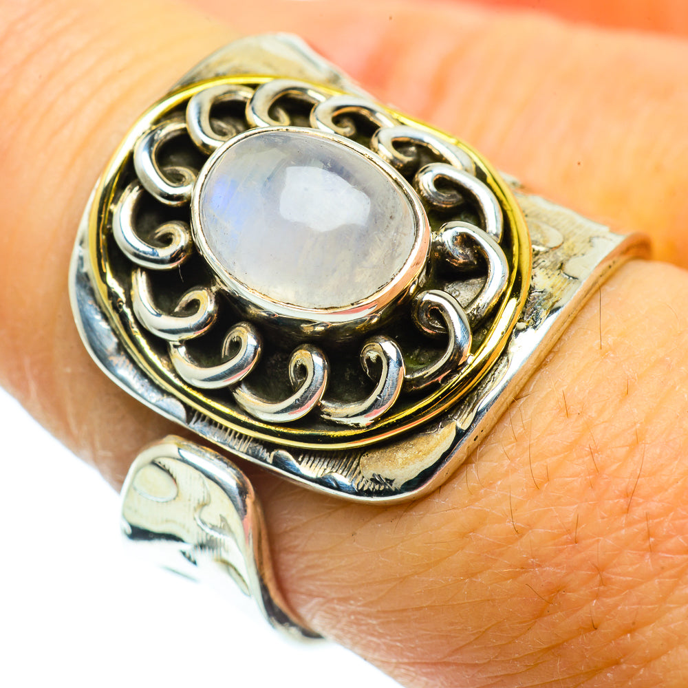 Rainbow Moonstone Rings handcrafted by Anasilvercos - RING39302