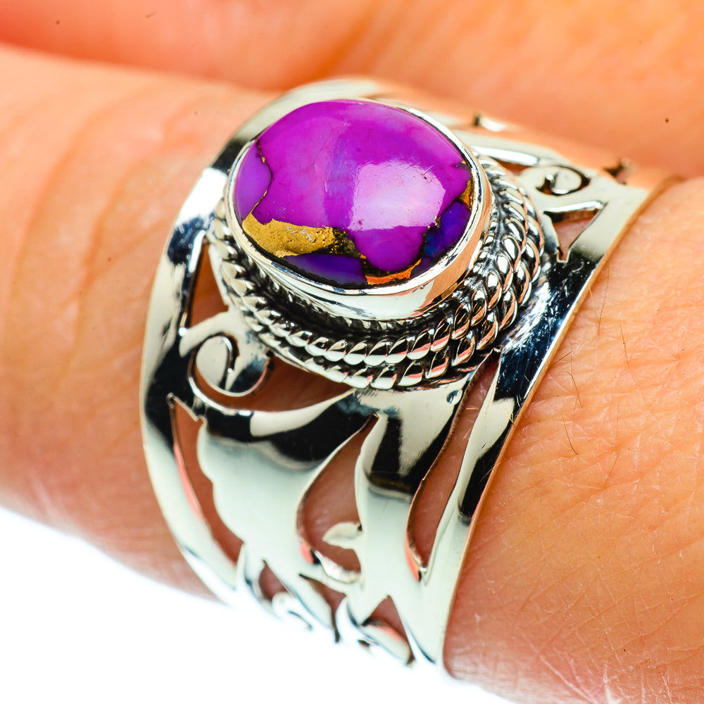 Purple Copper Composite Turquoise Rings handcrafted by Anasilvercos - RING39354