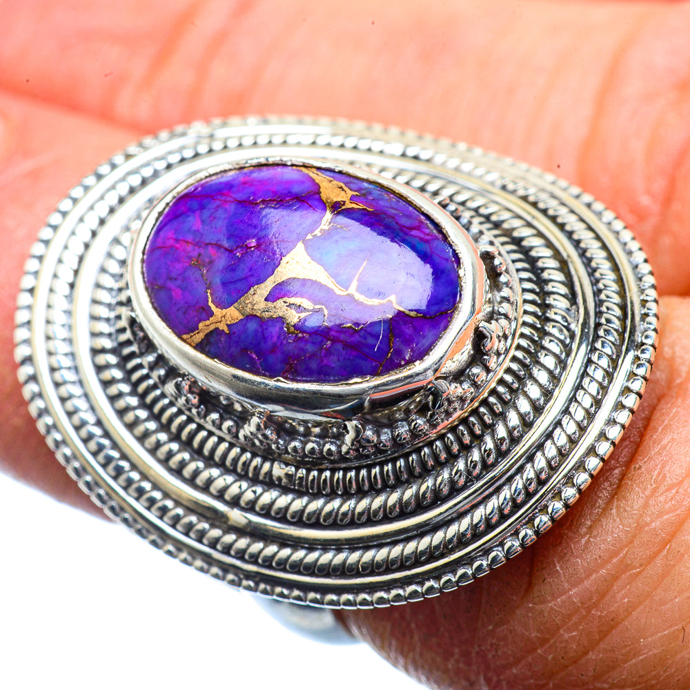 Purple Copper Composite Turquoise Rings handcrafted by Anasilvercos - RING39902