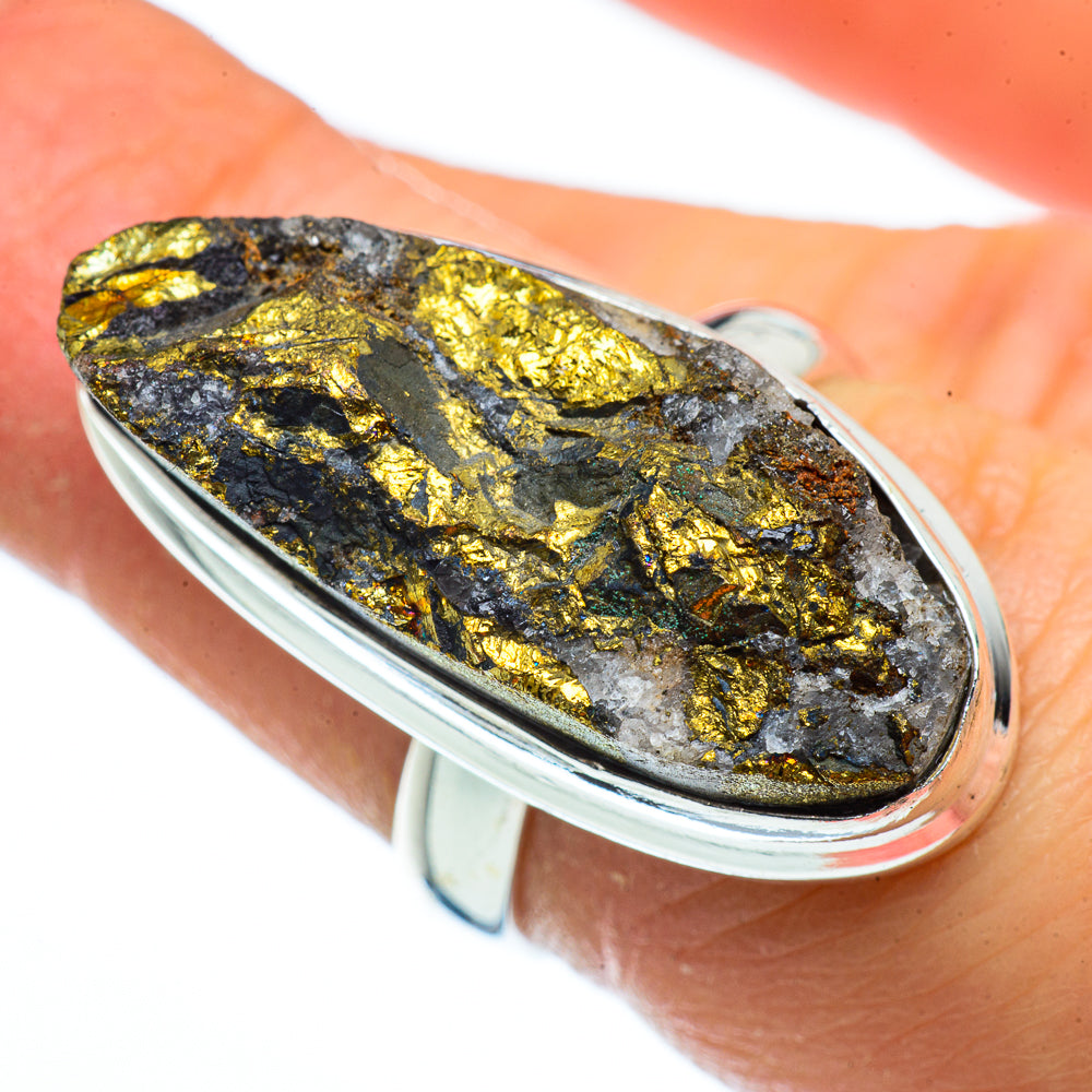 Spectro Pyrite Druzy Rings handcrafted by Anasilvercos - RING40184