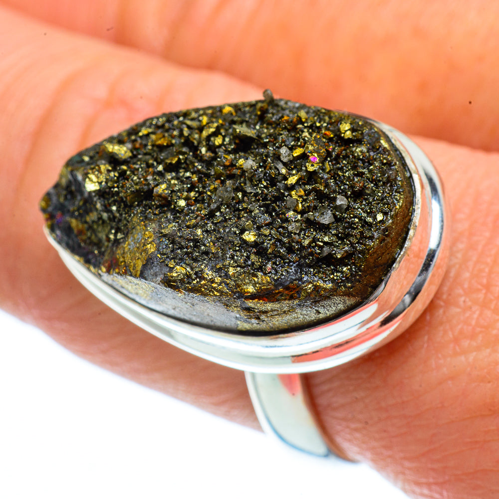 Spectro Pyrite Druzy Rings handcrafted by Anasilvercos - RING40464