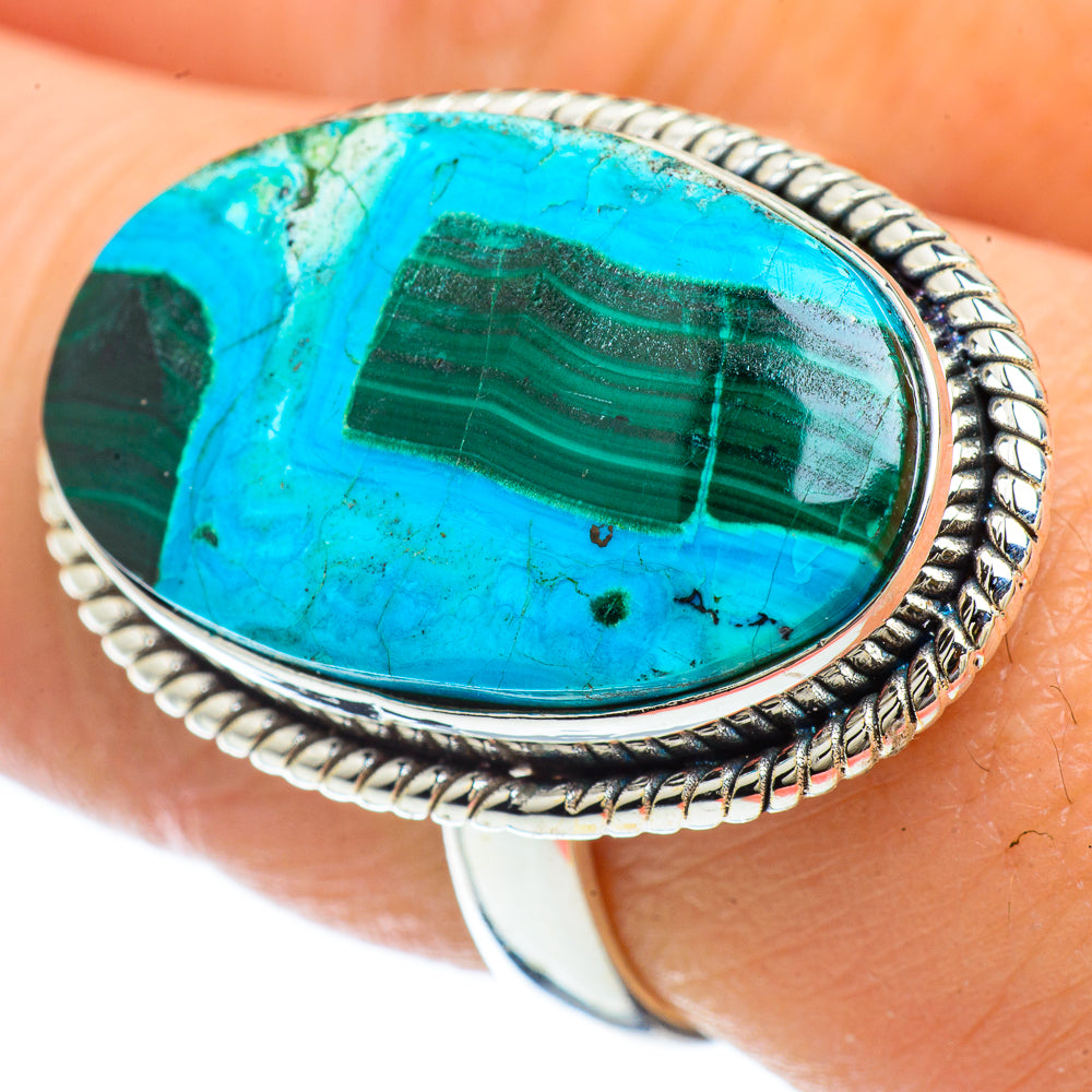 Malachite In Chrysocolla Rings handcrafted by Anasilvercos - RING42484