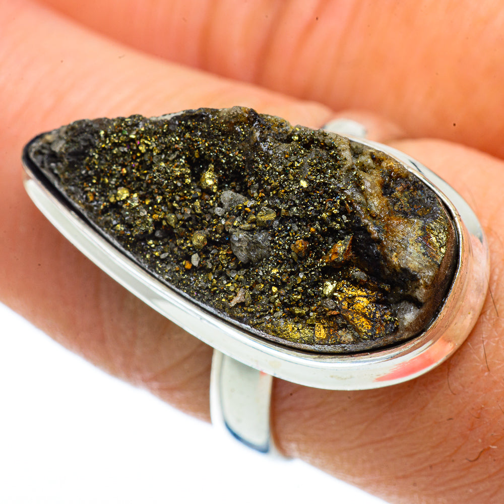 Spectro Pyrite Druzy Rings handcrafted by Anasilvercos - RING42968