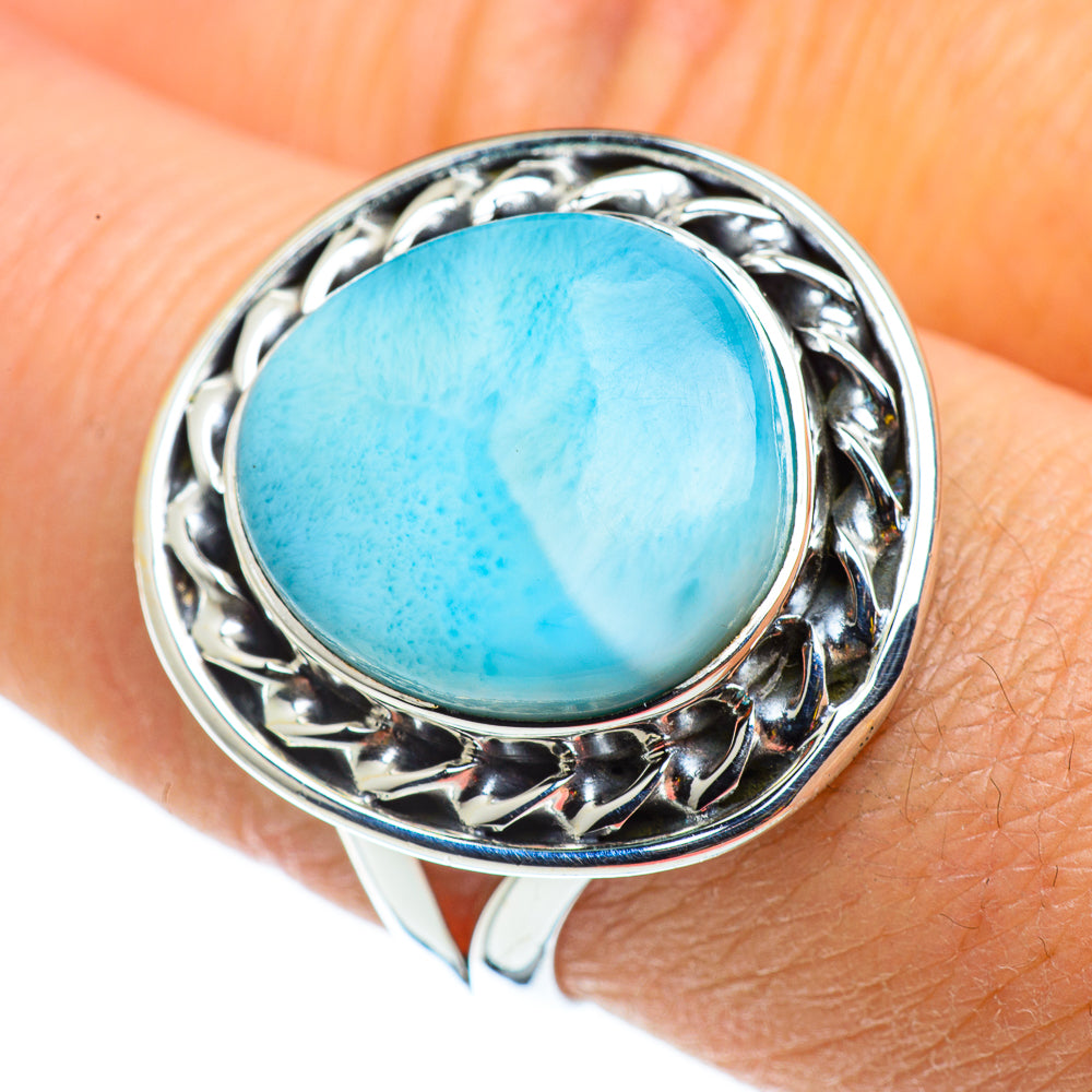 Larimar Rings handcrafted by Anasilvercos - RING43117