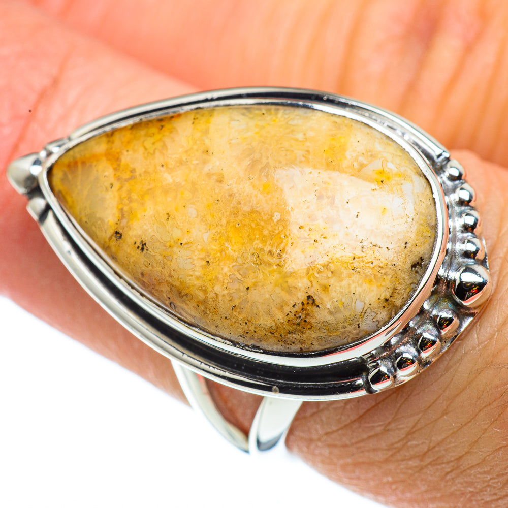 Fossil Coral Rings handcrafted by Anasilvercos - RING43155