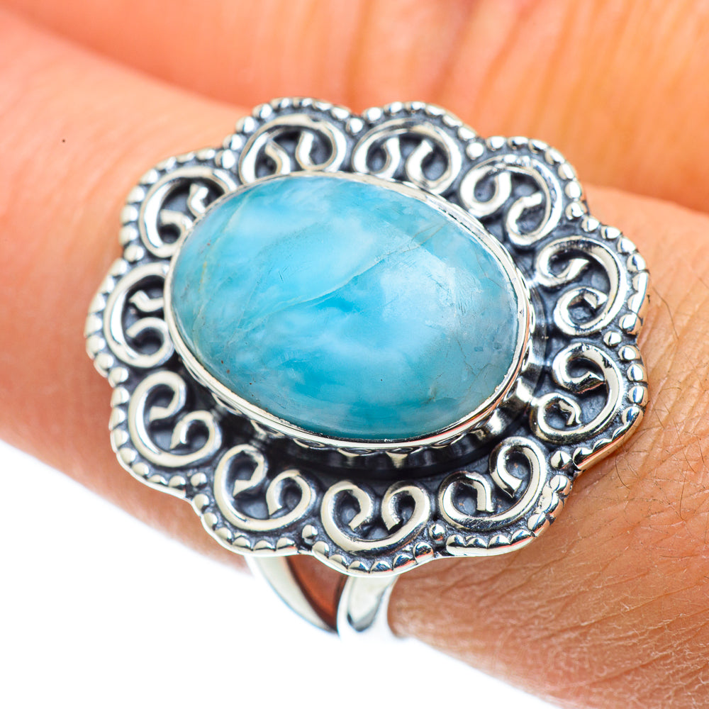 Larimar Rings handcrafted by Anasilvercos - RING43173