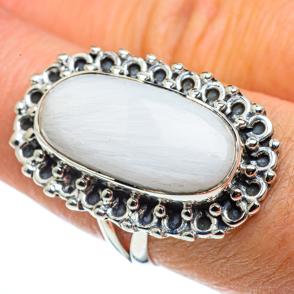 Rainbow Moonstone Rings handcrafted by Anasilvercos - RING43218